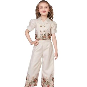 VENOM Girls Floral Printed cloth Cotton Blend Co-Ord Set – Stylish Summer Outfit with Crop Top & Wide-Leg Pants – Dress for Kids
