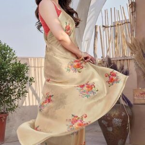 VENOM MIRCHI FASHION Saree for Woman Chiffon Floral Printed | Lightweight All-Day Comfortable Women's Sari with Unstitched Blouse Piece (Available in 3 Colors)